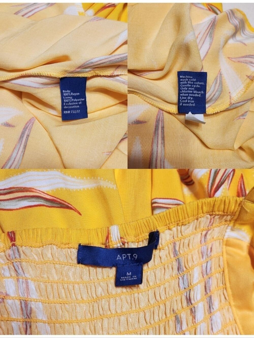 Apt 9 Yellow Floral Spaghetti Strap Fit And Flare Mini Dress Medium - Picture 8 of 9